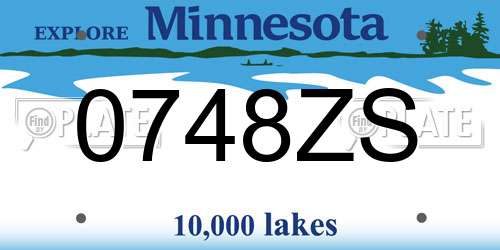 0748ZS Minnesota License Plate