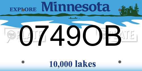 0749OB Minnesota License Plate