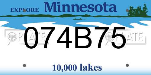 074B75 Minnesota License Plate