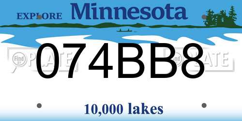 074BB8 Minnesota License Plate