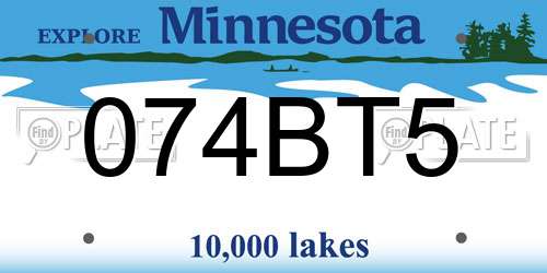 074BT5 Minnesota License Plate