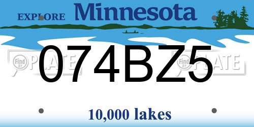 074BZ5 Minnesota License Plate