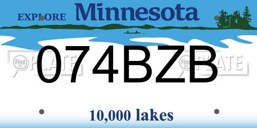 074BZB Minnesota License Plate