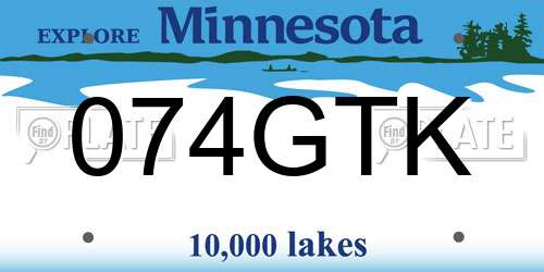 074GTK Minnesota License Plate