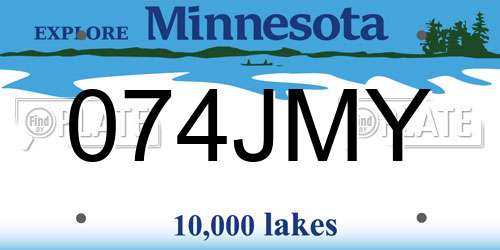 074JMY Minnesota License Plate
