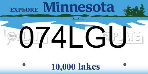 074LGU Minnesota License Plate