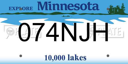 074NJH Minnesota License Plate