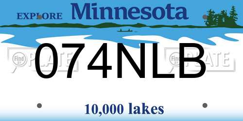 074NLB Minnesota License Plate