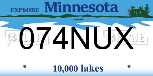 074NUX Minnesota License Plate