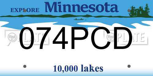 074PCD Minnesota License Plate