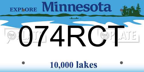 074RCT Minnesota License Plate