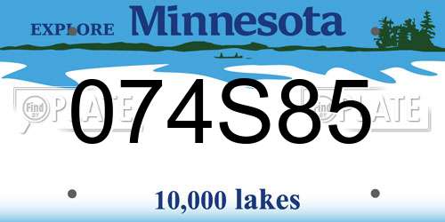 074S85 Minnesota License Plate