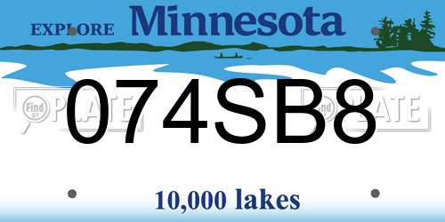 074SB8 Minnesota License Plate