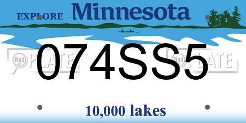 074SS5 Minnesota License Plate
