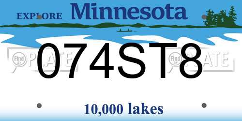 074ST8 Minnesota License Plate
