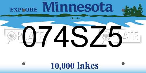 074SZ5 Minnesota License Plate