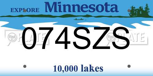 074SZS Minnesota License Plate