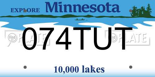074TUT Minnesota License Plate