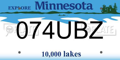074UBZ Minnesota License Plate
