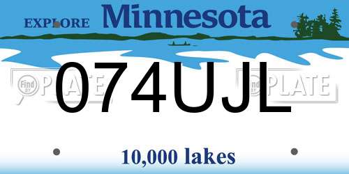 074UJL Minnesota License Plate