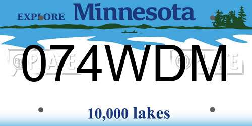 074WDM Minnesota License Plate