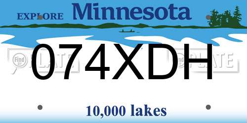 074XDH Minnesota License Plate