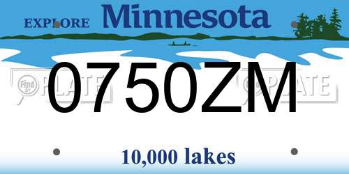 0750ZM Minnesota License Plate