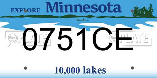 0751CE Minnesota License Plate