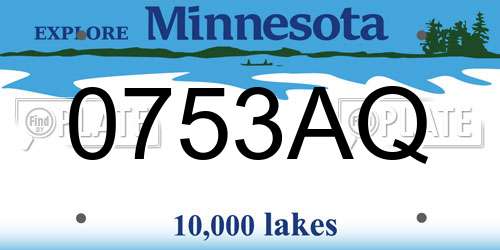 0753AQ Minnesota License Plate