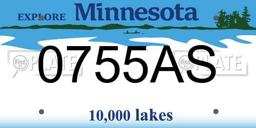 0755AS Minnesota License Plate