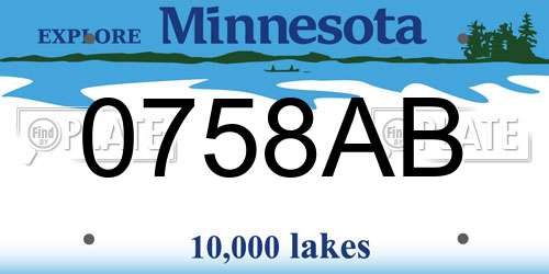 0758AB Minnesota License Plate