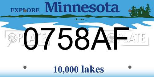 0758AF Minnesota License Plate