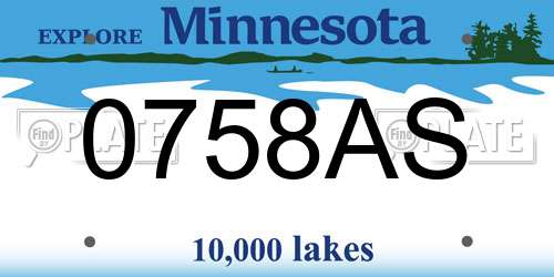 0758AS Minnesota License Plate