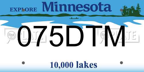 075DTM Minnesota License Plate