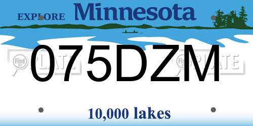 075DZM Minnesota License Plate