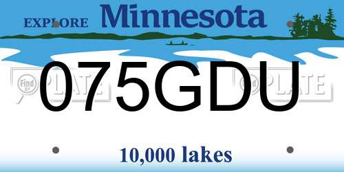 075GDU Minnesota License Plate