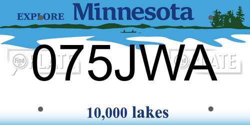 075JWA Minnesota License Plate