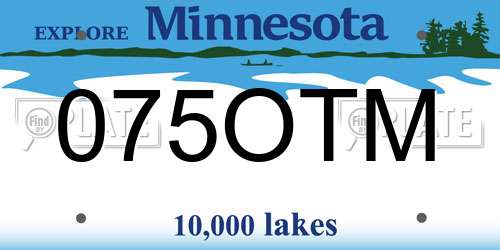 075OTM Minnesota License Plate