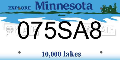 075SA8 Minnesota License Plate