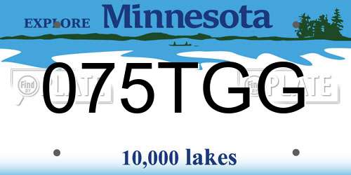 075TGG Minnesota License Plate