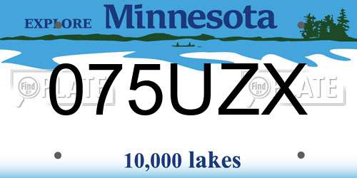 075UZX Minnesota License Plate