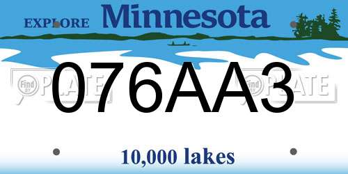 076AA3 Minnesota License Plate