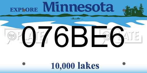 076BE6 Minnesota License Plate