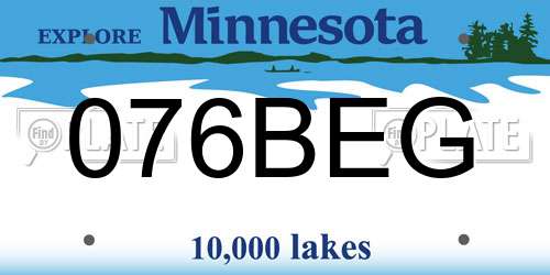 076BEG Minnesota License Plate