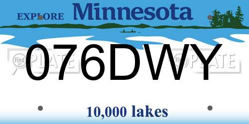 076DWY Minnesota License Plate