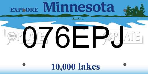 076EPJ Minnesota License Plate