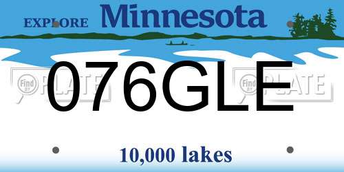 076GLE Minnesota License Plate