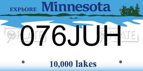 076JUH Minnesota License Plate