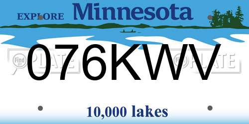076KWV Minnesota License Plate
