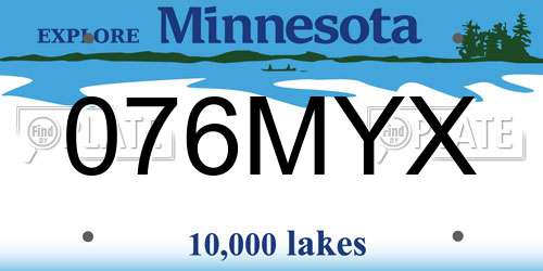 076MYX Minnesota License Plate